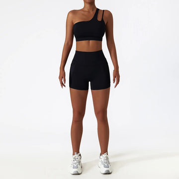 InnateFit A1 / S Women Seamless One Shoulder Yoga Set Sexy Sports Bra Workout High Waist Yoga Suit Leggings Workout Set Fitness Suits Sportswear 14:771#A1;5:100014064