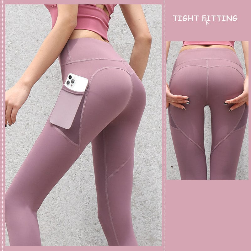 InnateFit FITNESS Berry Purple / S Gym Sport Seamless Leggings With Pockets Push Up High Waist Pants Women CJDD1672480-Berry Purple-S