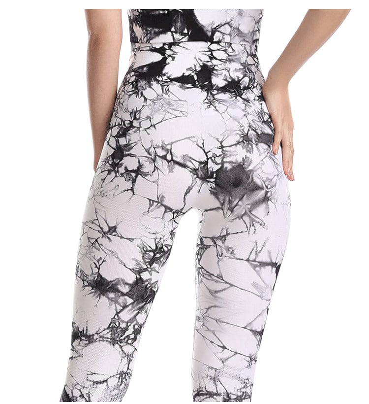 InnateFit FITNESS Black and white / S Tie Dye Leggings Women Fitness Yoga Pants CJDD1671472-Black and white-S