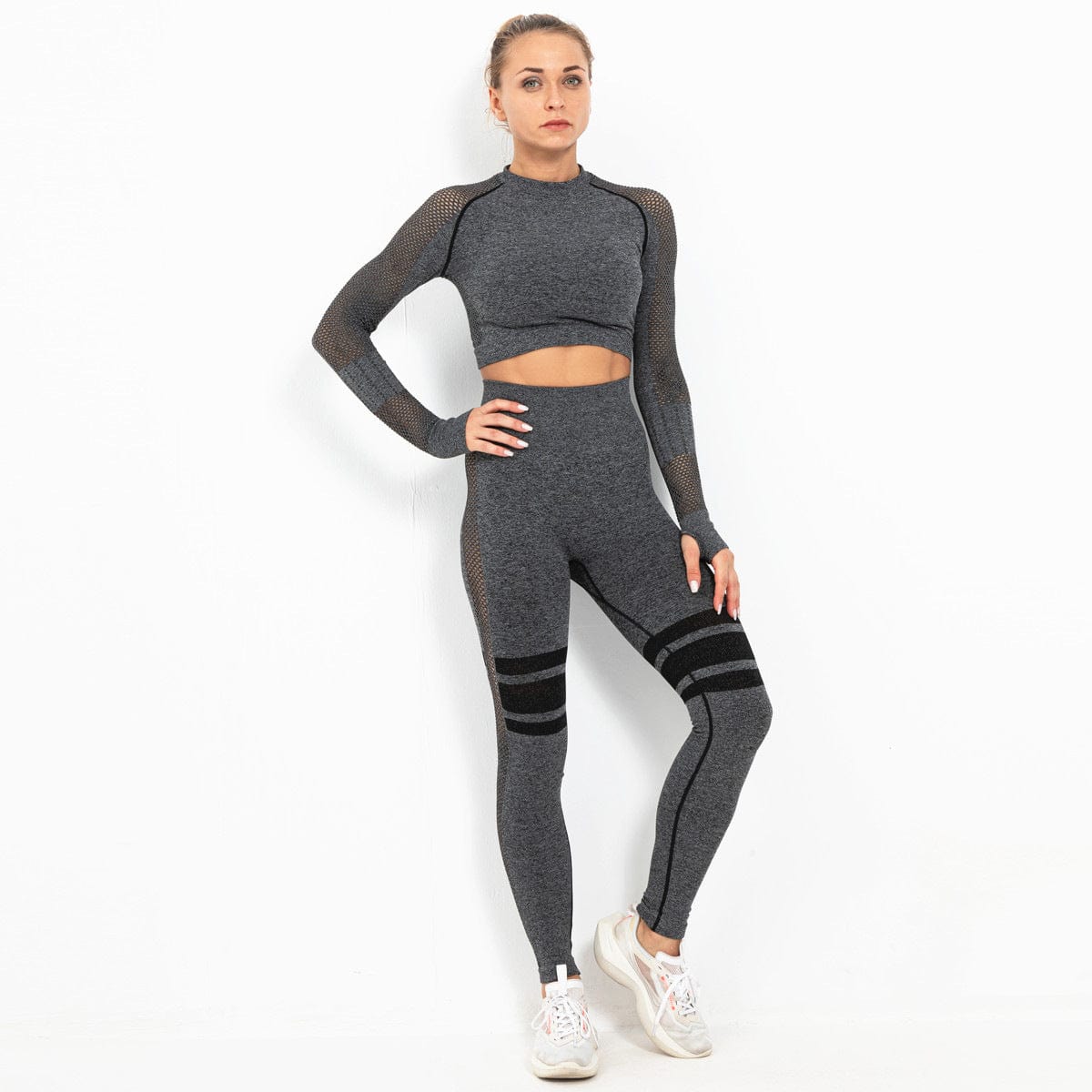 InnateFit FITNESS Black set / M Yoga Crop Top Seamless Yoga sets CJNSSYTZ00914-Black set-M