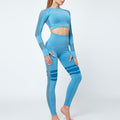 InnateFit FITNESS Blue set / S Yoga Crop Top Seamless Yoga sets CJNSSYTZ00914-Blue set-S