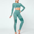 InnateFit FITNESS Light green set / L Yoga Crop Top Seamless Yoga sets CJNSSYTZ00914-Light green set-L