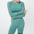 InnateFit FITNESS Light green top / M Yoga Crop Top Seamless Yoga sets CJNSSYTZ00914-Light green top-M