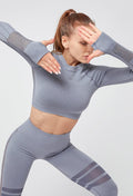 InnateFit FITNESS Light grey top / L Yoga Crop Top Seamless Yoga sets CJNSSYTZ00914-Light grey top-L