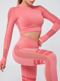InnateFit FITNESS Light pink set / M Yoga Crop Top Seamless Yoga sets CJNSSYTZ00914-Light pink set-M