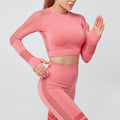 InnateFit FITNESS Light pink top / L Yoga Crop Top Seamless Yoga sets CJNSSYTZ00914-Light pink top-L