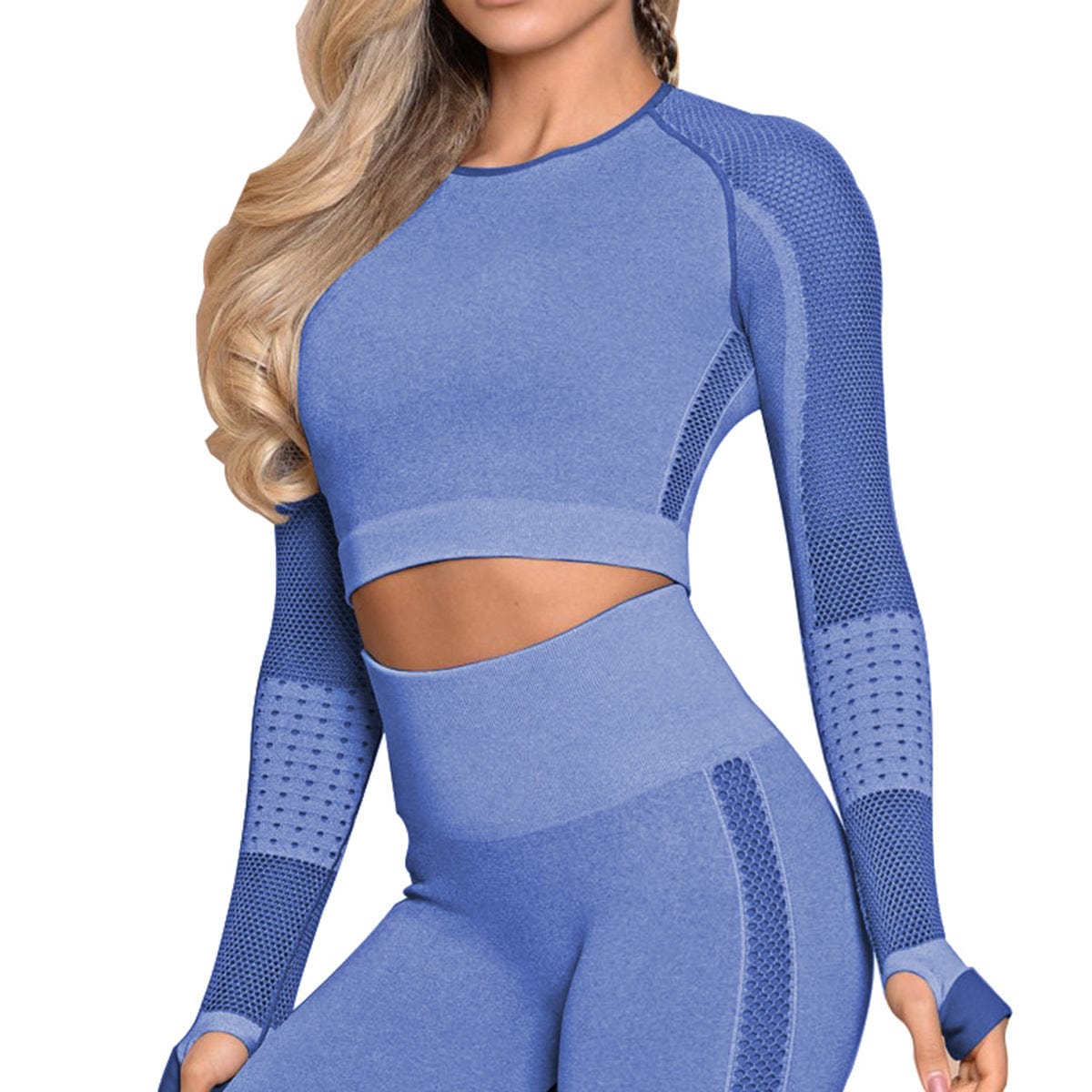 InnateFit FITNESS Sapphire top / S Yoga Crop Top Seamless Yoga sets CJNSSYTZ00914-Sapphire top-S