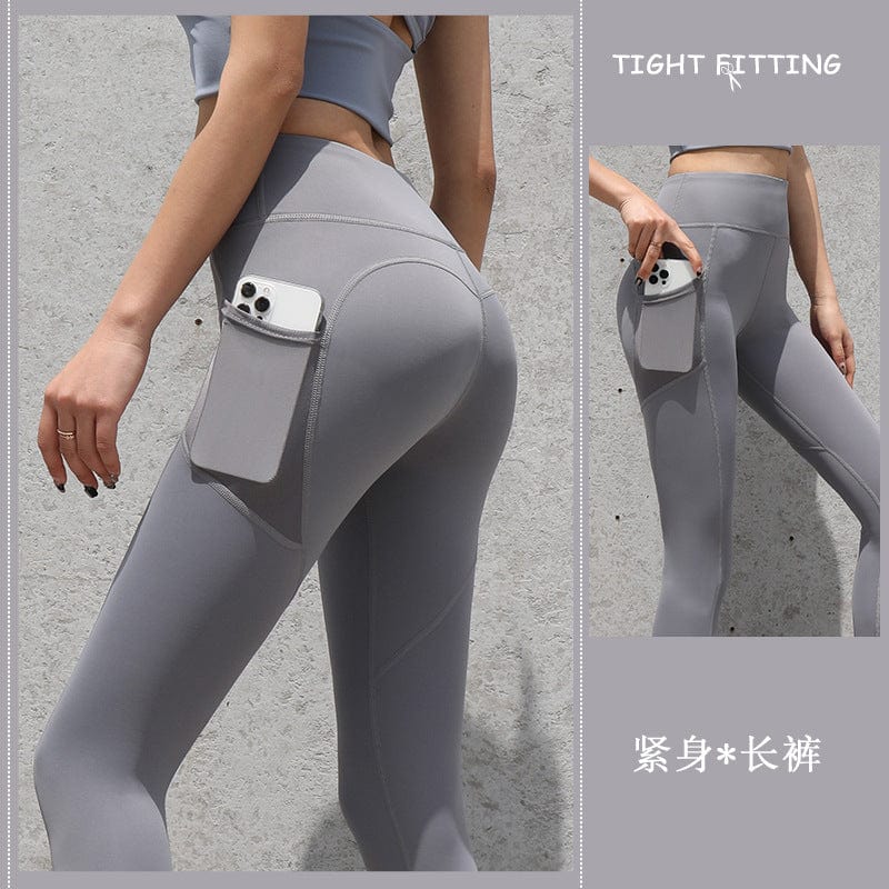 InnateFit FITNESS Sea Rock Gray / S Gym Sport Seamless Leggings With Pockets Push Up High Waist Pants Women CJDD1672480-Sea Rock Gray-S