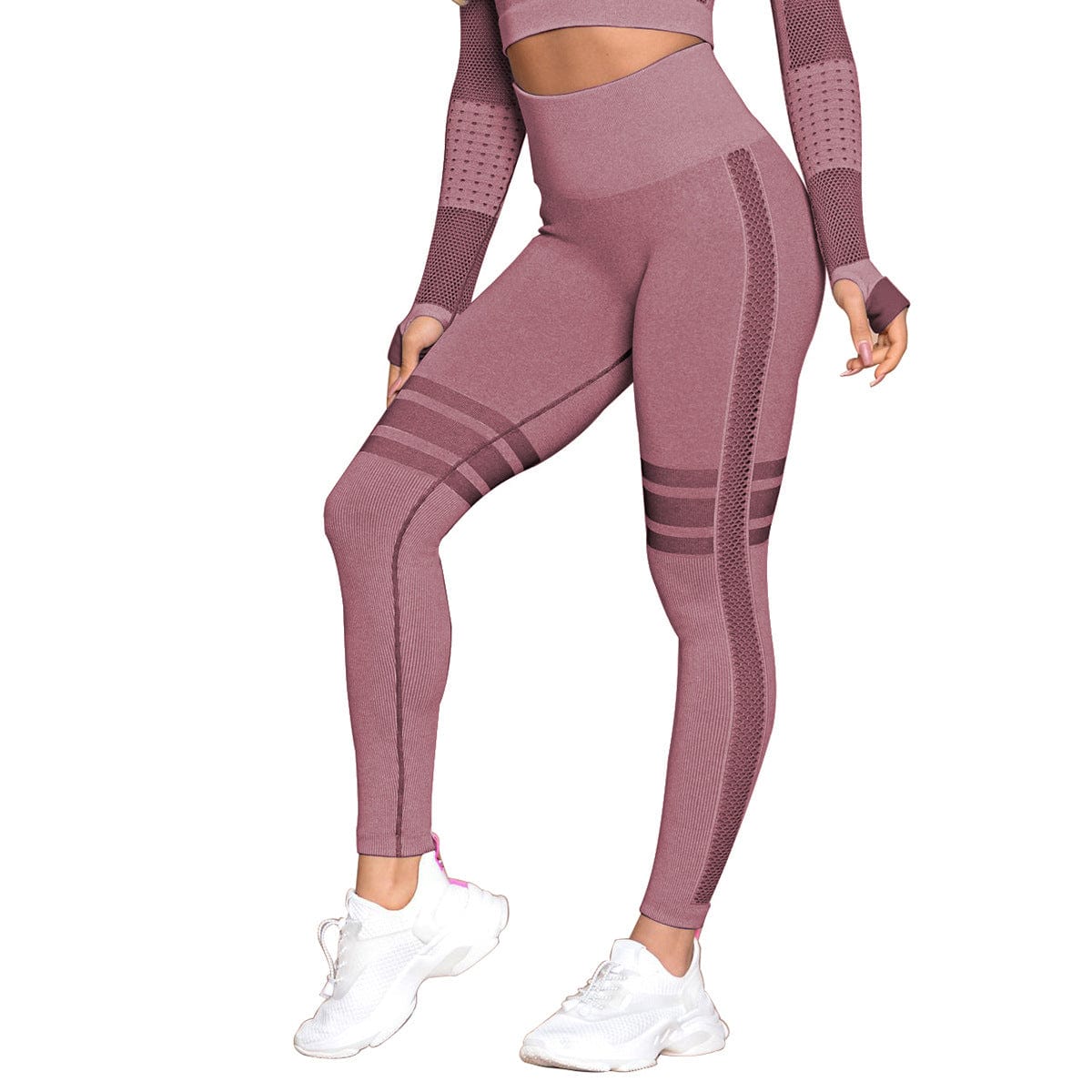 InnateFit FITNESS Wine red pants / L Yoga Crop Top Seamless Yoga sets CJNSSYTZ00914-Wine red pants-L