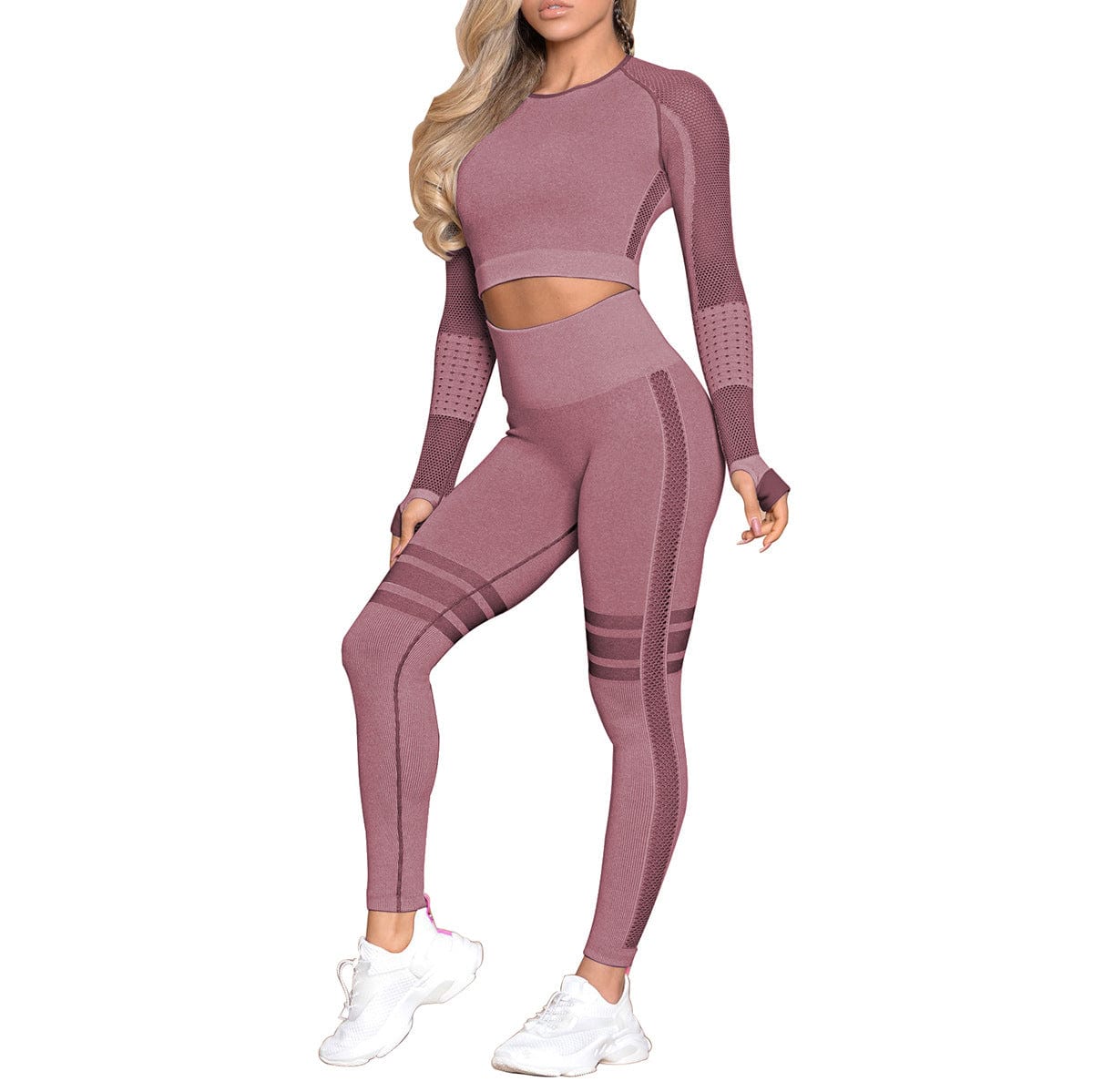 InnateFit FITNESS Wine red set / S Yoga Crop Top Seamless Yoga sets CJNSSYTZ00914-Wine red set-S