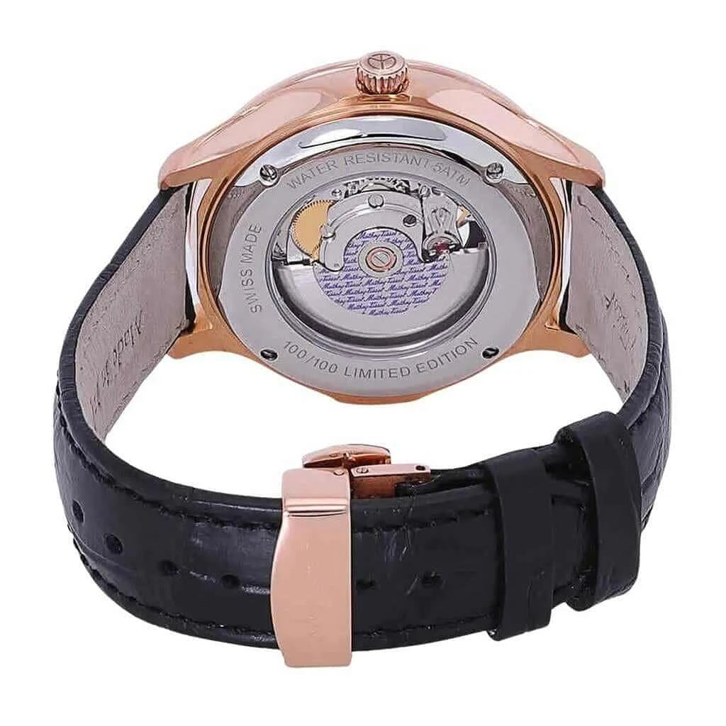 InnateFit Wrist Watch Black Mathey-Tissot Edmond Limited Edition Leather Strap Open Heart Black Dial Leather Strap MC1886CN Men's Watch