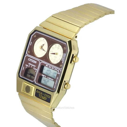 InnateFit Wrist Watch Citizen Reproduction Model Analog Digital Chronograph Gold Tone Stainless Steel Brown Dial Quartz JG2103-72X Men's Watch