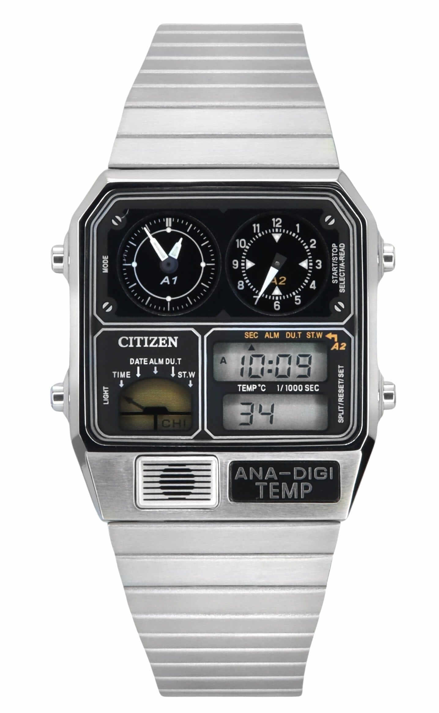 InnateFit Wrist Watch white Citizen Reproduction Model Analog Digital Chronograph Gold Tone Stainless Steel Brown Dial Quartz JG2103-72X Men's Watch