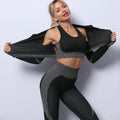 InnateFit 4 Black and white / S 3PCS Yoga Set Seamless Sport Set Women Gym Clothing Leggings Women Crop Top Sports Bra Women Fitness Gym Set Womens Outfits Tracksuit CJTZ1672577-Black and white-S