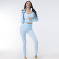 InnateFit 4 Sky blue / S 3PCS Yoga Set Seamless Sport Set Women Gym Clothing Leggings Women Crop Top Sports Bra Women Fitness Gym Set Womens Outfits Tracksuit CJTZ1672577-Sky blue-S