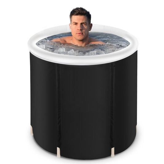 InnateFit 5 Black Recovery Ice Tub Foldable Bathtub Outdoor Portable Cold Water Therapy Tub Fitness Rehab Ice Tub For Athletes Long Lasting Insulated Ice Tub, Spa Soaking Bucket CJYS1786687-Black