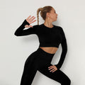 InnateFit FITNESS Black / L Seamless Yoga Wear With Long Sleeves, High Stretch Folds And Quick-drying Long-sleeved Fitness Yoga Wear Top CJTZ121117027AZ