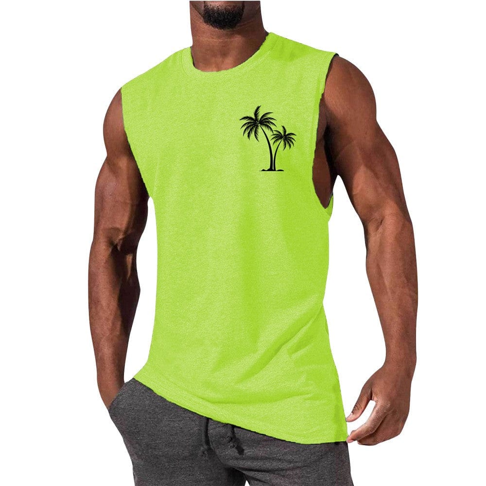 InnateFit FITNESS Fluorescent Green / S Men Vest Summer Beach Tank Tops Workout Fitness T-Shirt CJYH1768739-Fluorescent Green-S