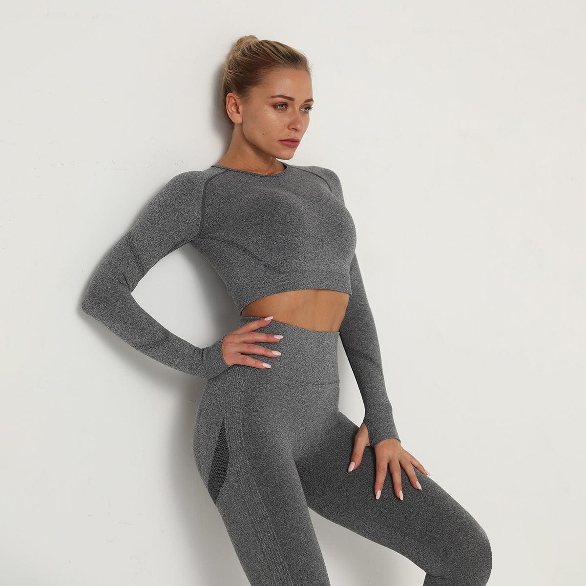 InnateFit FITNESS Grey / L Seamless Yoga Wear With Long Sleeves, High Stretch Folds And Quick-drying Long-sleeved Fitness Yoga Wear Top CJTZ121117003CX