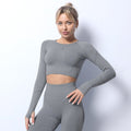 InnateFit FITNESS Heather Gray / L Seamless Knitted Yoga Clothes Long-sleeved Jacket Sports Fitness Women CJDK189321214NM