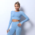 InnateFit FITNESS Hemp Blue / L Seamless Knitted Yoga Clothes Long-sleeved Jacket Sports Fitness Women CJDK189321206FU