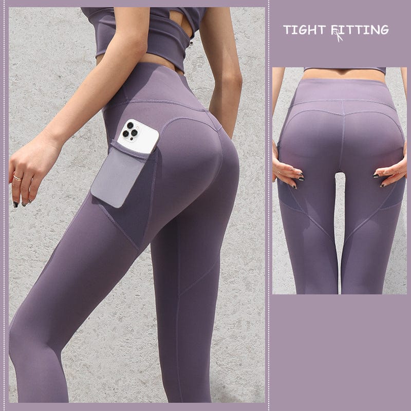 InnateFit FITNESS Tomato Purple / S Gym Sport Seamless Leggings With Pockets Push Up High Waist Pants Women CJDD1672480-Tomato Purple-S