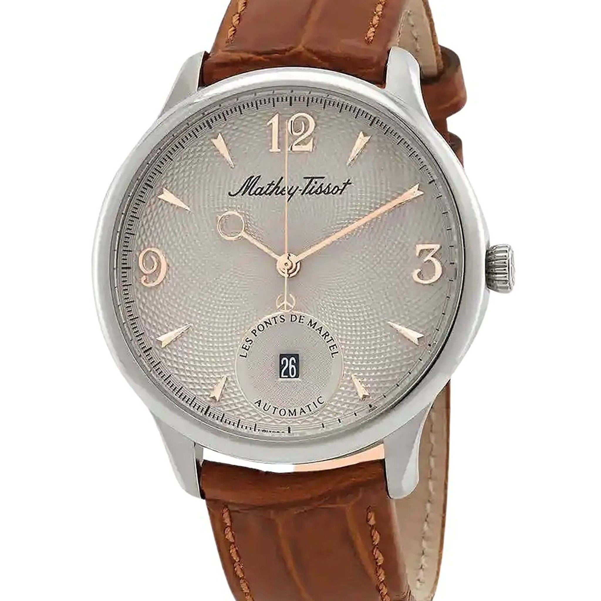 InnateFit Wrist Watch Mathey-Tissot Edmond Automatic Limited Edition Leather Strap Silver Dial AC1886CIA Men's Watch